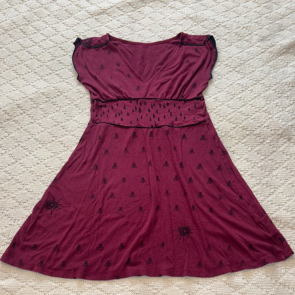 Stylish Burgundy Cottagecore Dress